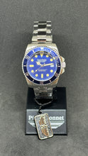 Carica l&#39;immagine nel visualizzatore di Gallery, Orologio Pierre Bonnet Submariner Vintage ref 6602C acciaio quadrante blu quarzo

