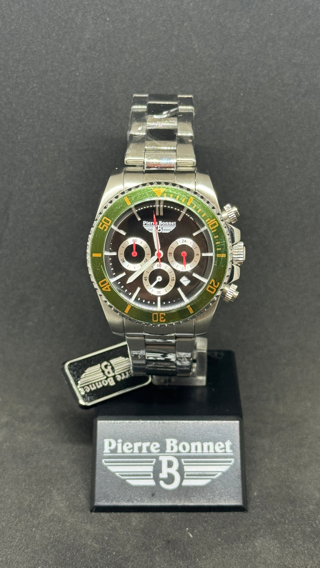 Orologio cronografo Pierre Bonnet 7256G Daytona Vintage lunetta verde quarzo