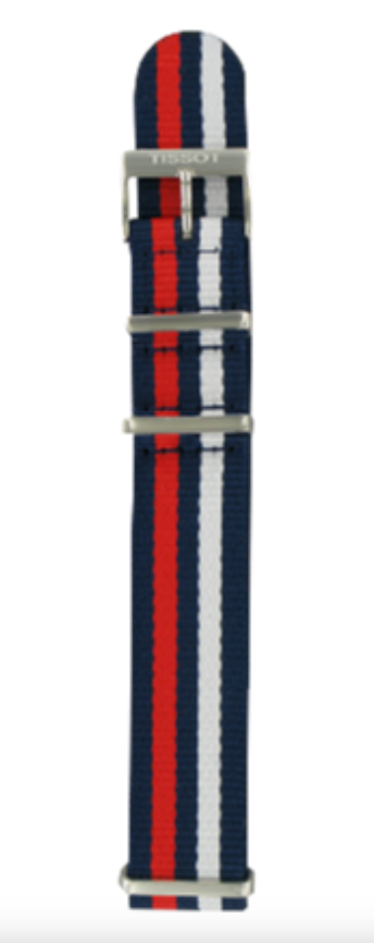 CINTURINO TISSOT NATO SINTETICO BLU/BIANCO/ROSSO 19/19 MM ORIGINALE