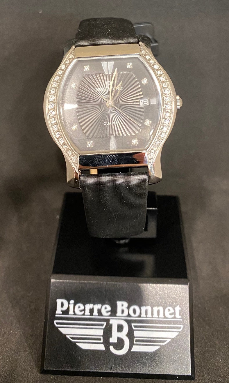 Orologio Pierre Bonnet donna acciaio ref. 4172A quadrante nero e zirconi
