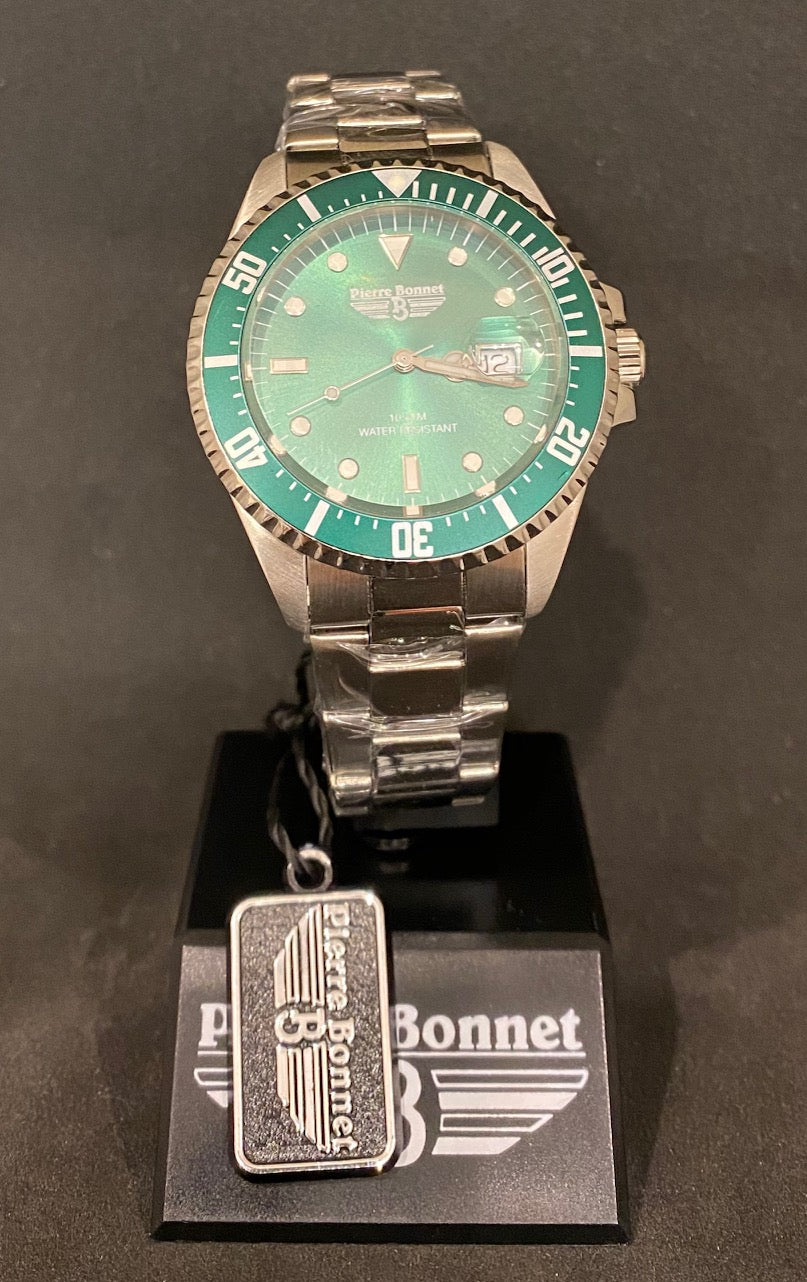 Orologio Pierre Bonnet ref 6483 acciaio lunetta verde quadrante verde