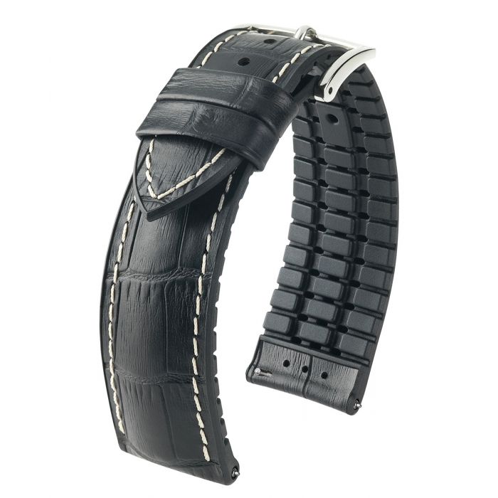 Cinturino nero George 22mm L fodera in caucciù