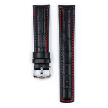 Carica l&#39;immagine nel visualizzatore di Gallery, Cinturino Hirsch Grand Duke nero 24mm imp. rosse L
