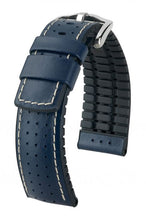 Carica l&#39;immagine nel visualizzatore di Gallery, Cinturino blu Hirsch Gear 22mm L fodera in caucciù

