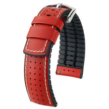Carica l&#39;immagine nel visualizzatore di Gallery, Cinturino rosso Hirsch Gear22mm L fodera in caucciù
